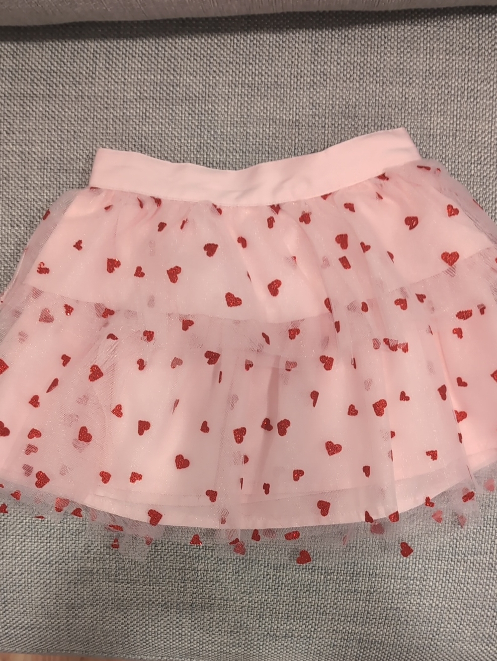 Janie and Jack Pink Tulle Skirt with Red Heart Accents